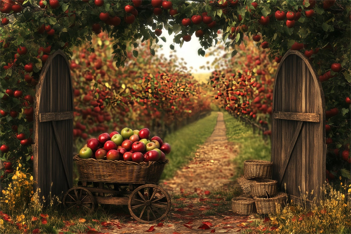 Toile de fond Photo Automne Verger Pommes Douillet BRP57-203