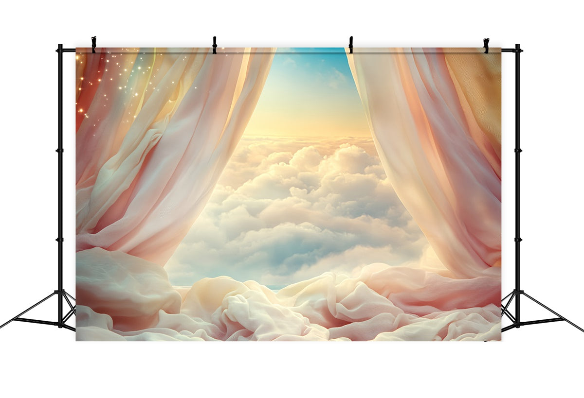 Toile de fond Ciel Nuageux Rideau Horizon Rosé BRP57-205