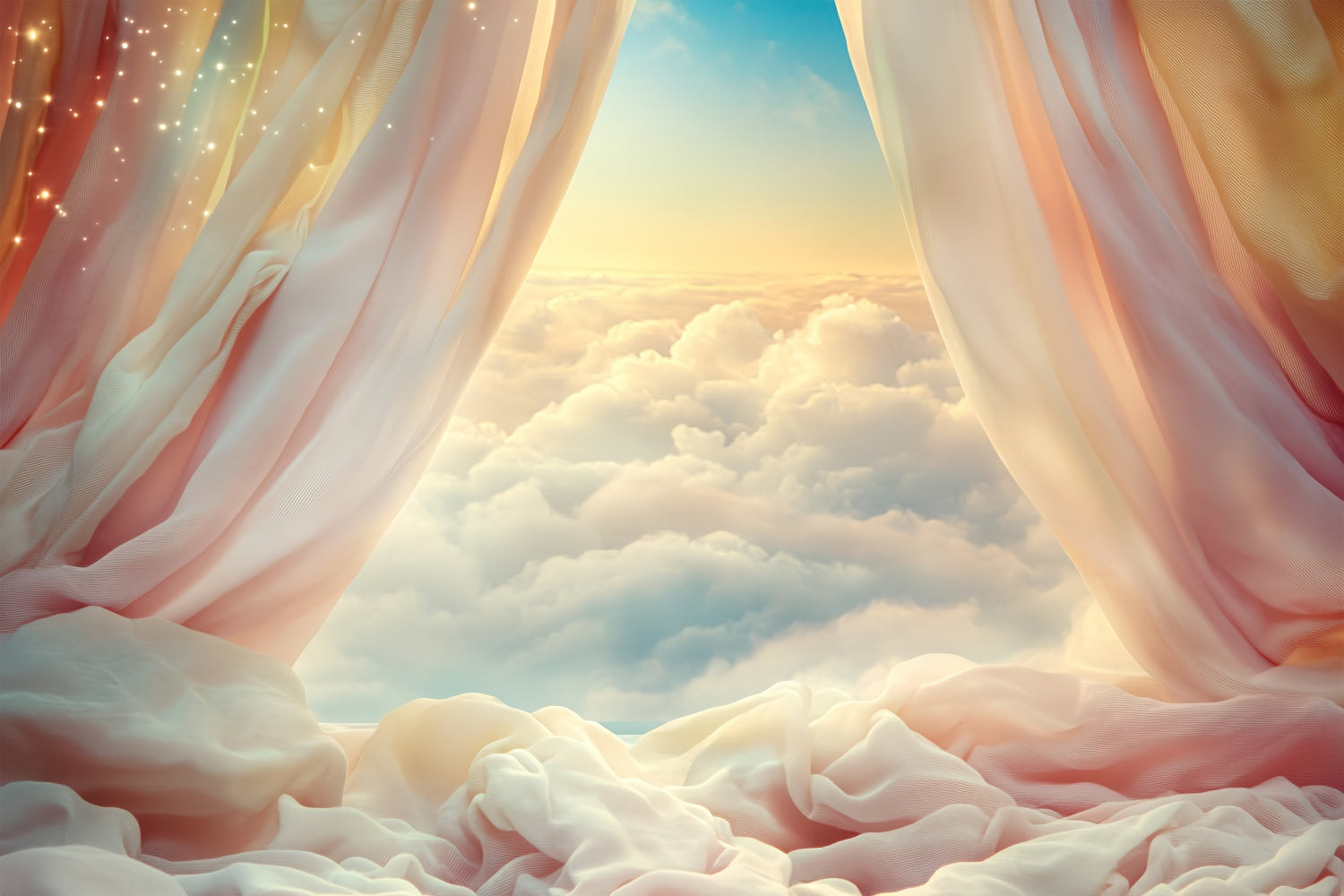 Toile de fond Ciel Nuageux Rideau Horizon Rosé BRP57-205