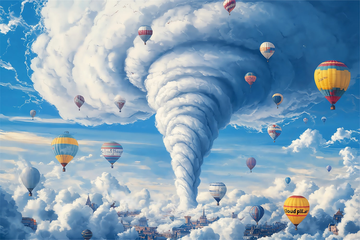 Toile de fond Ciel Nuageux Tourbillon Ballons Fantaisie BRP57-209