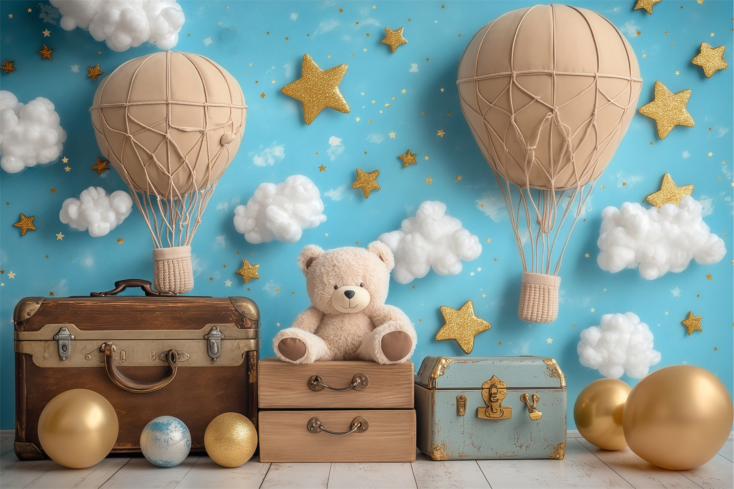 Toile de fond Ciel Ours Ballon Fantaisie BRP57-219