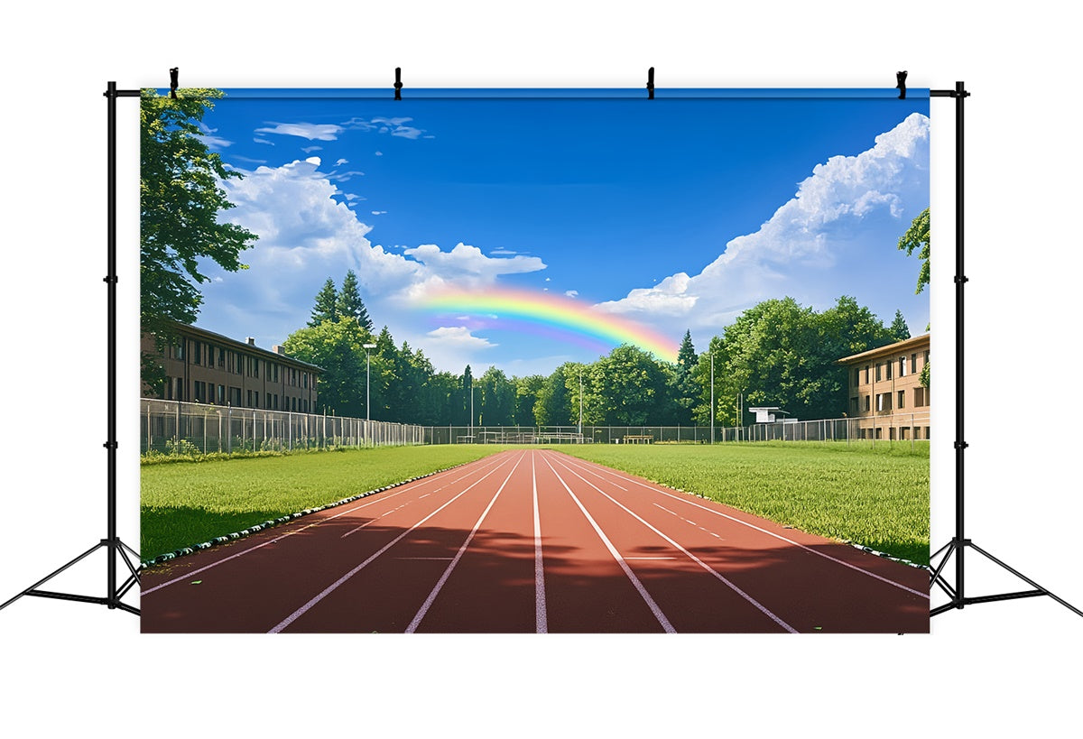 Toile de fond Photo École Ciel Lumineux et Terrain de Sport BRP57-22