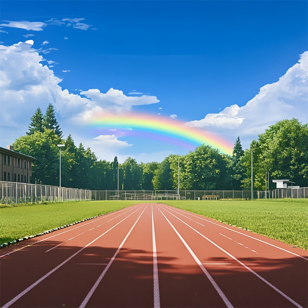 Toile de fond Photo École Ciel Lumineux et Terrain de Sport BRP57-22