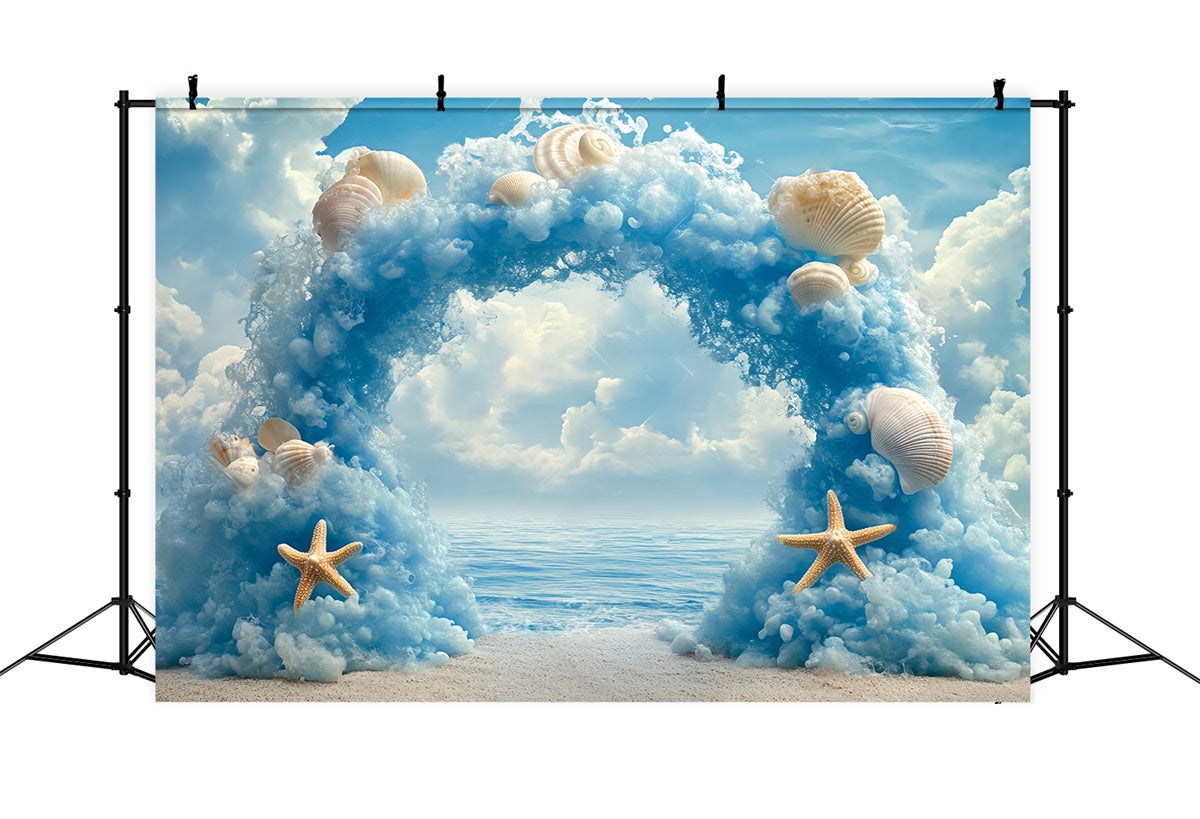 Toile de fond Ciel Nuageux Arche Coquillage Océan BRP57-223