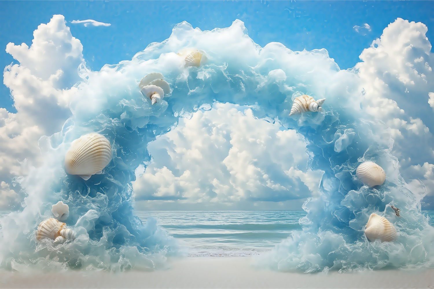 Toile de fond Nuage Rivage Sirène Fantaisie BRP57-224