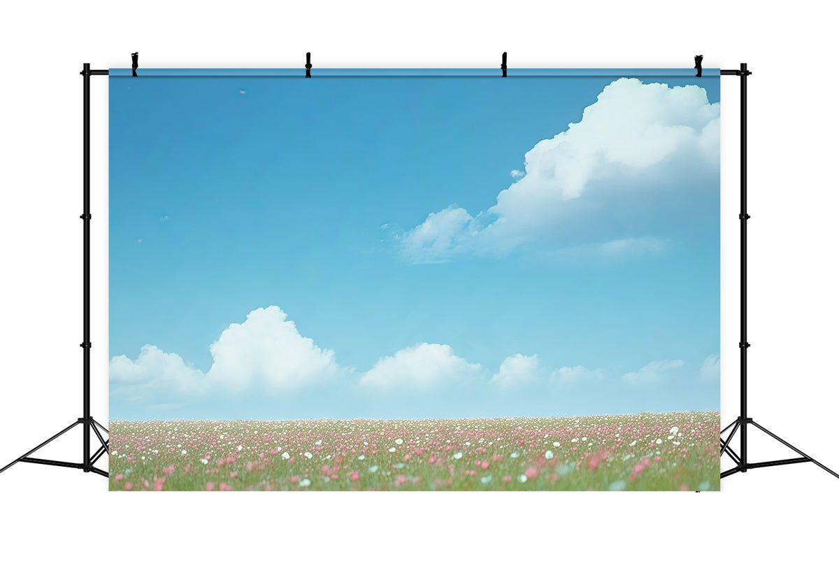 Toile de fond Ciel Bleu Fleurs Sauvages Soleil BRP57-225