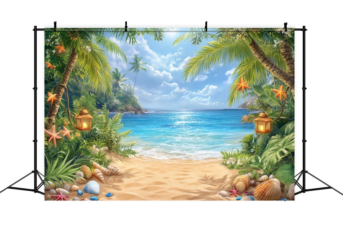 Toile de fond Ciel Plage Brise Palmier BRP57-227