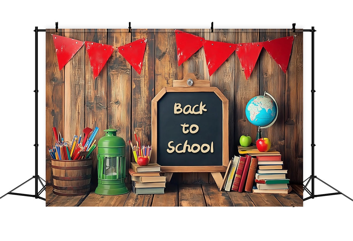 Toile de fond Rentrée des Classes Bureau d’École Rustique BRP57-23