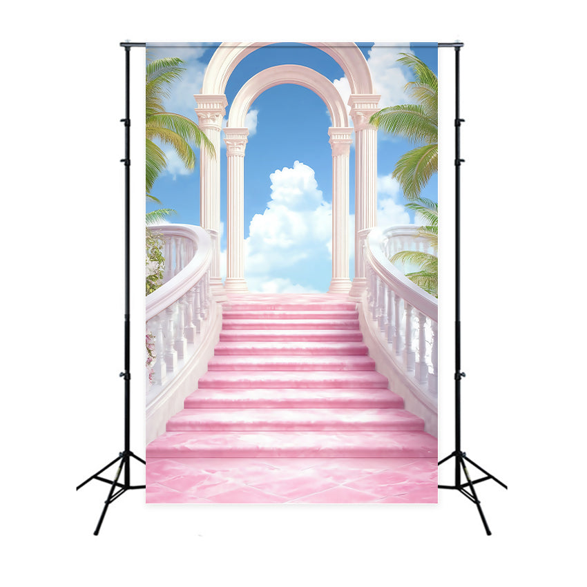 Toile de fond Ciel Escalier Palais Rose BRP57-231