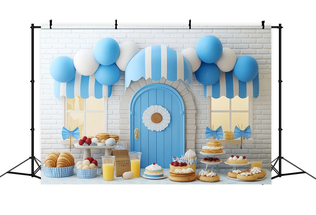 Fond studio photo enfant Friandises Boutique Bleue BRP57-241