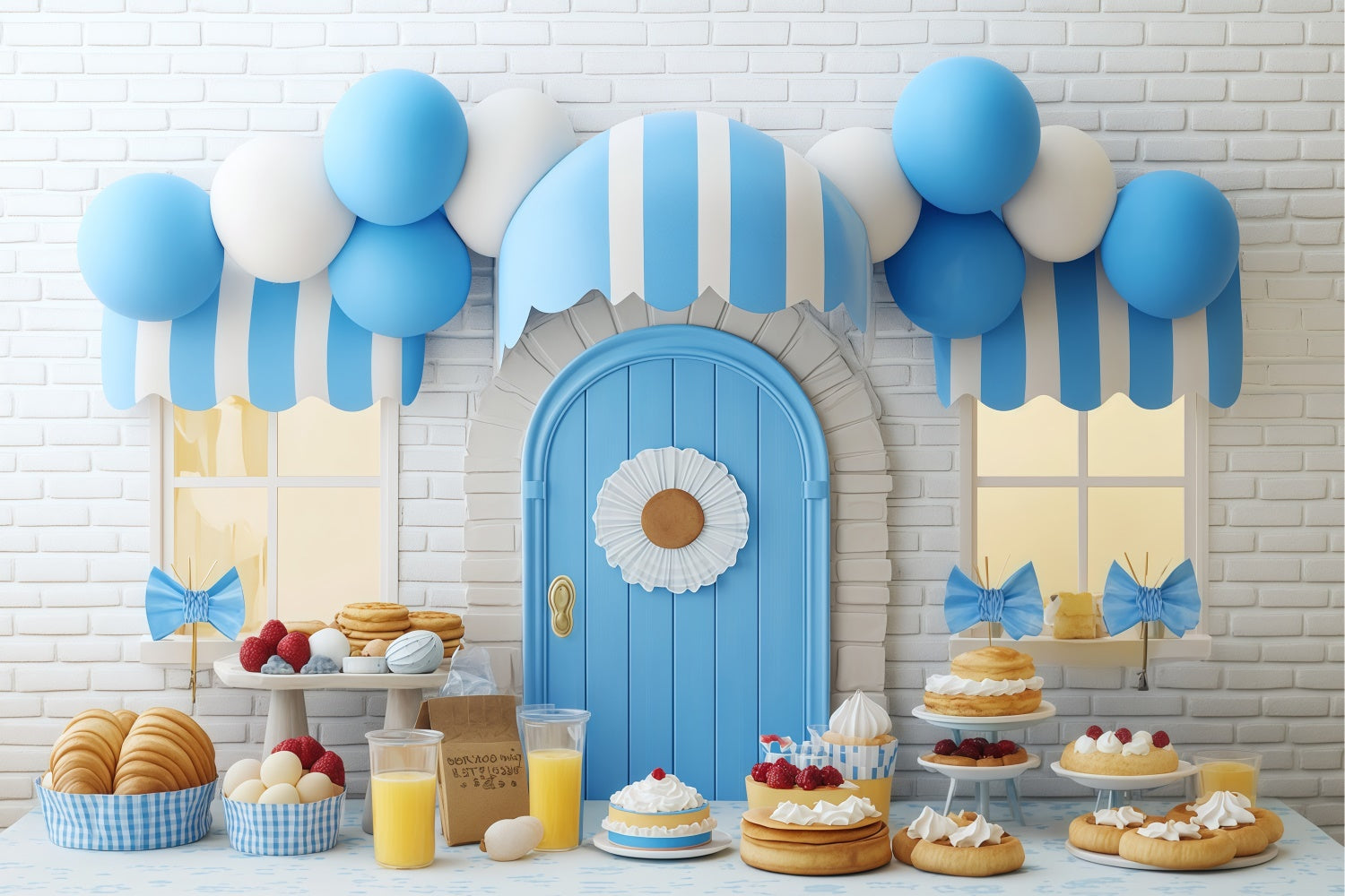Fond studio photo enfant Friandises Boutique Bleue BRP57-241