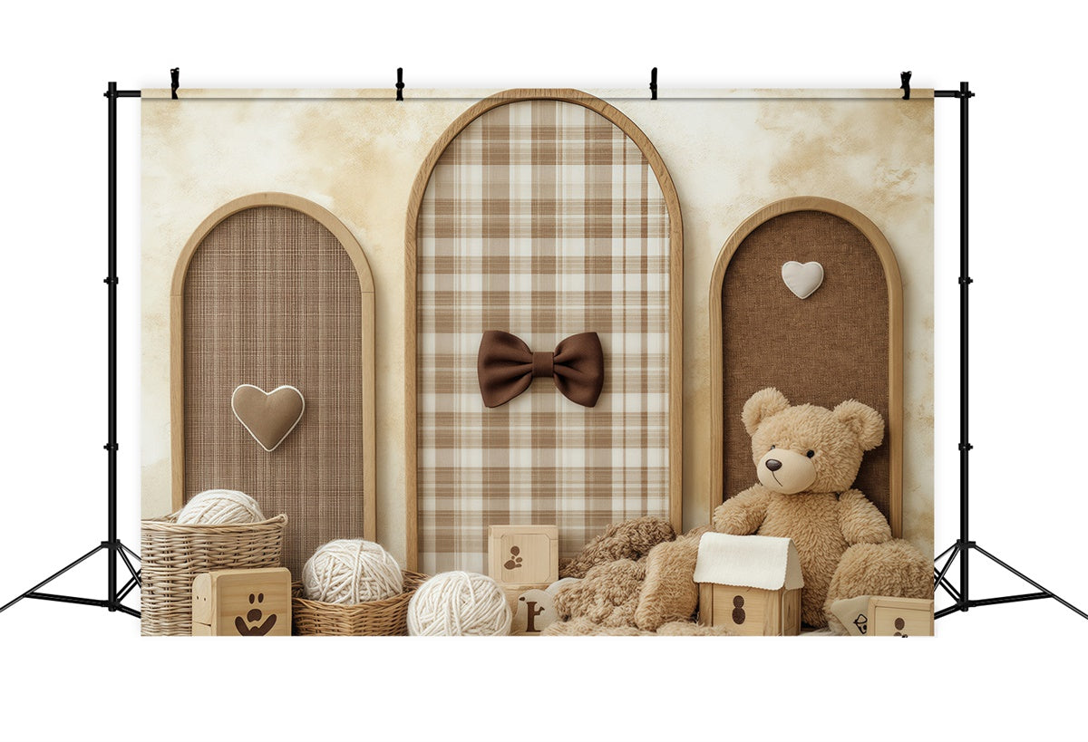 Fond studio photo enfant Panier Laine Carreaux Chaleureux BRP57-243