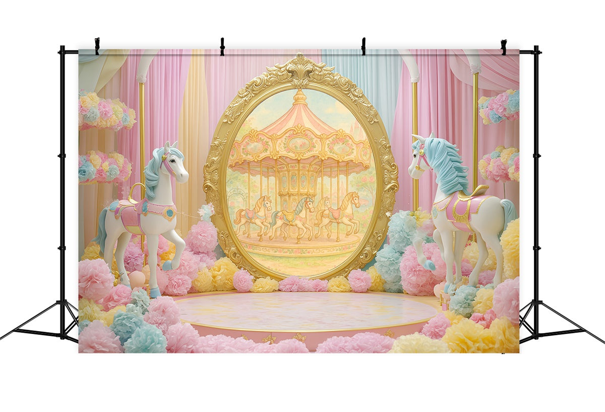 Fond studio photo enfant Cheval de Carrousel Fantaisie BRP57-245