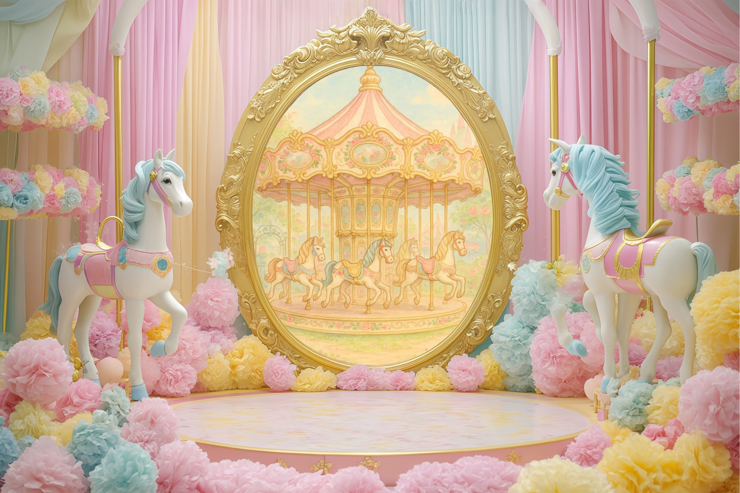 Fond studio photo enfant Cheval de Carrousel Fantaisie BRP57-245