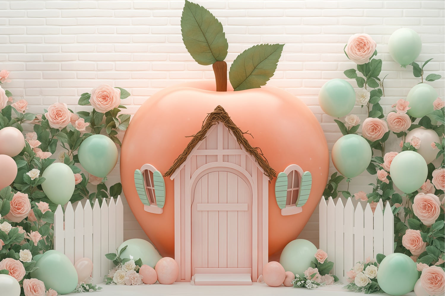 Fond studio photo bébé Maison Fruitée Pastel Ballon BRP57-247