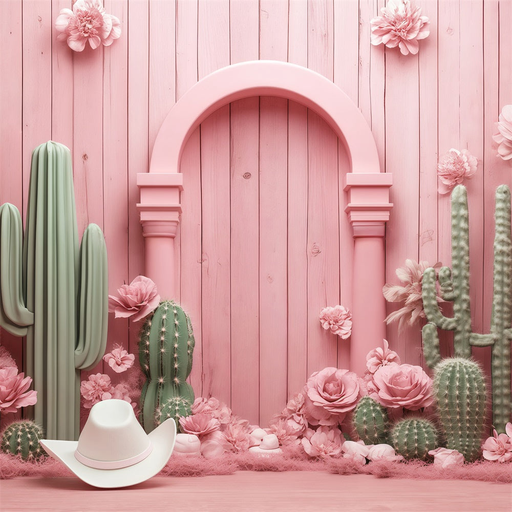 Toile de fond photo bébé Arche Cactus Rose BRP57-250