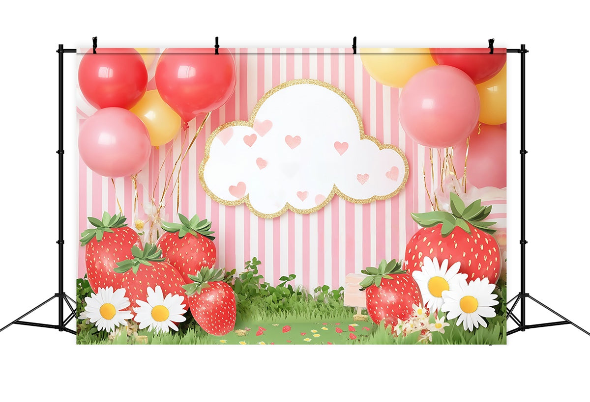 Fond studio photo bébé Fraise Sucrée Ballon BRP57-254