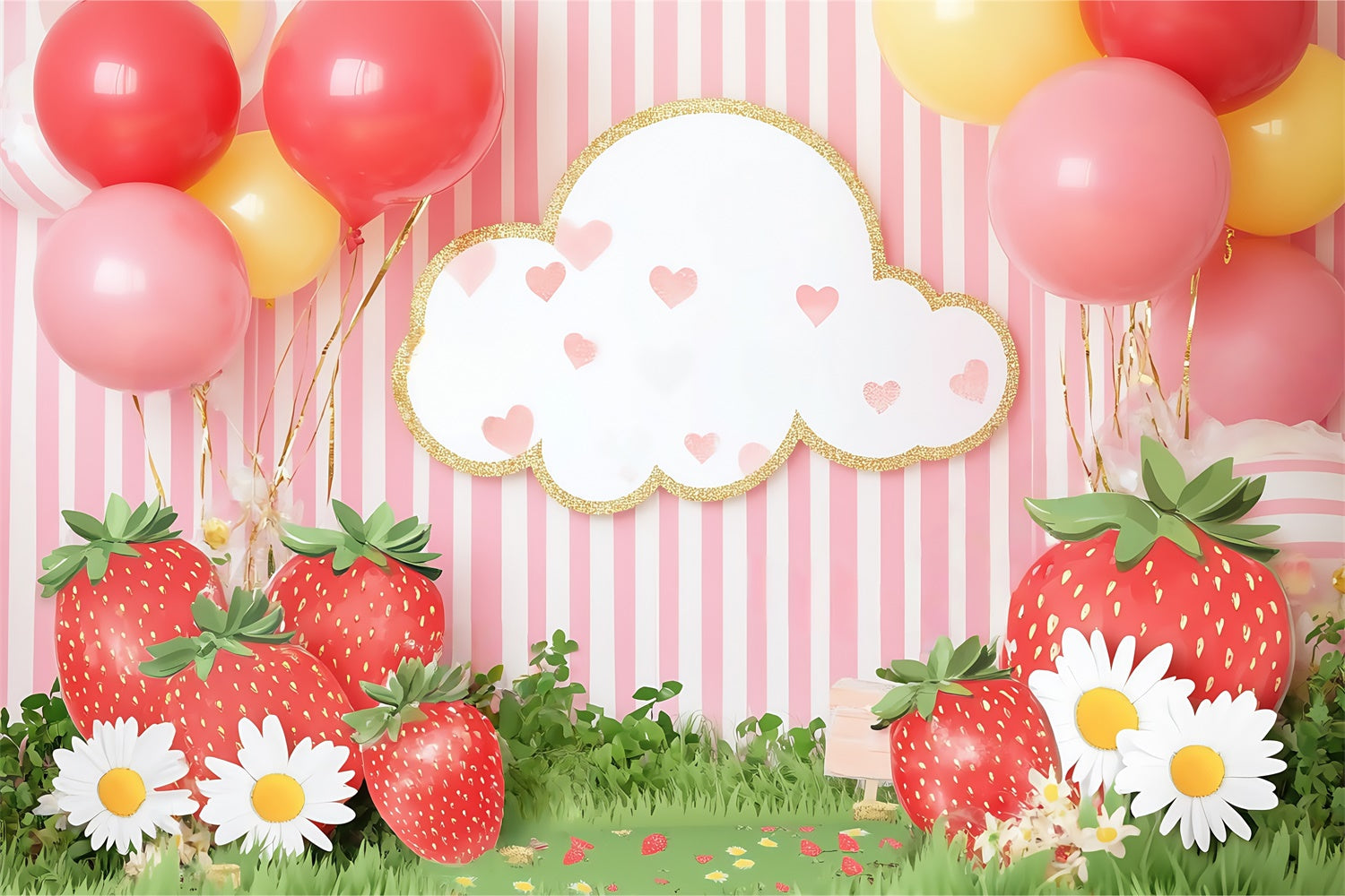 Fond studio photo bébé Fraise Sucrée Ballon BRP57-254