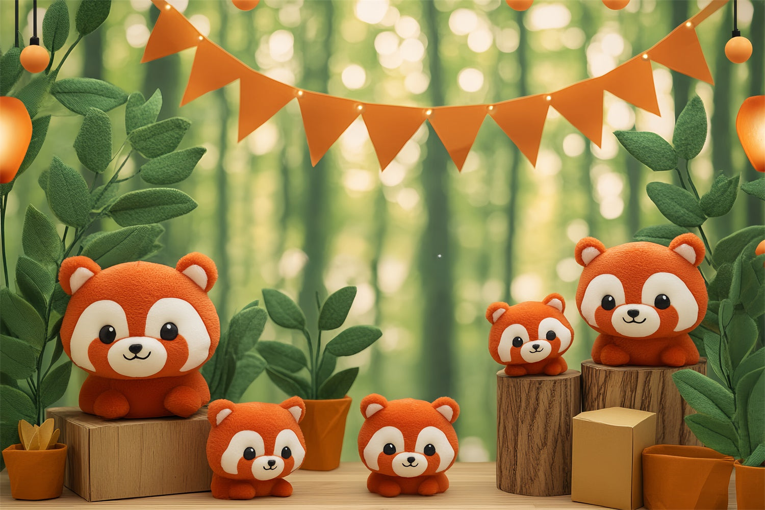 Fond studio photo nouveau né Panda Forêt Mignon BRP57-255