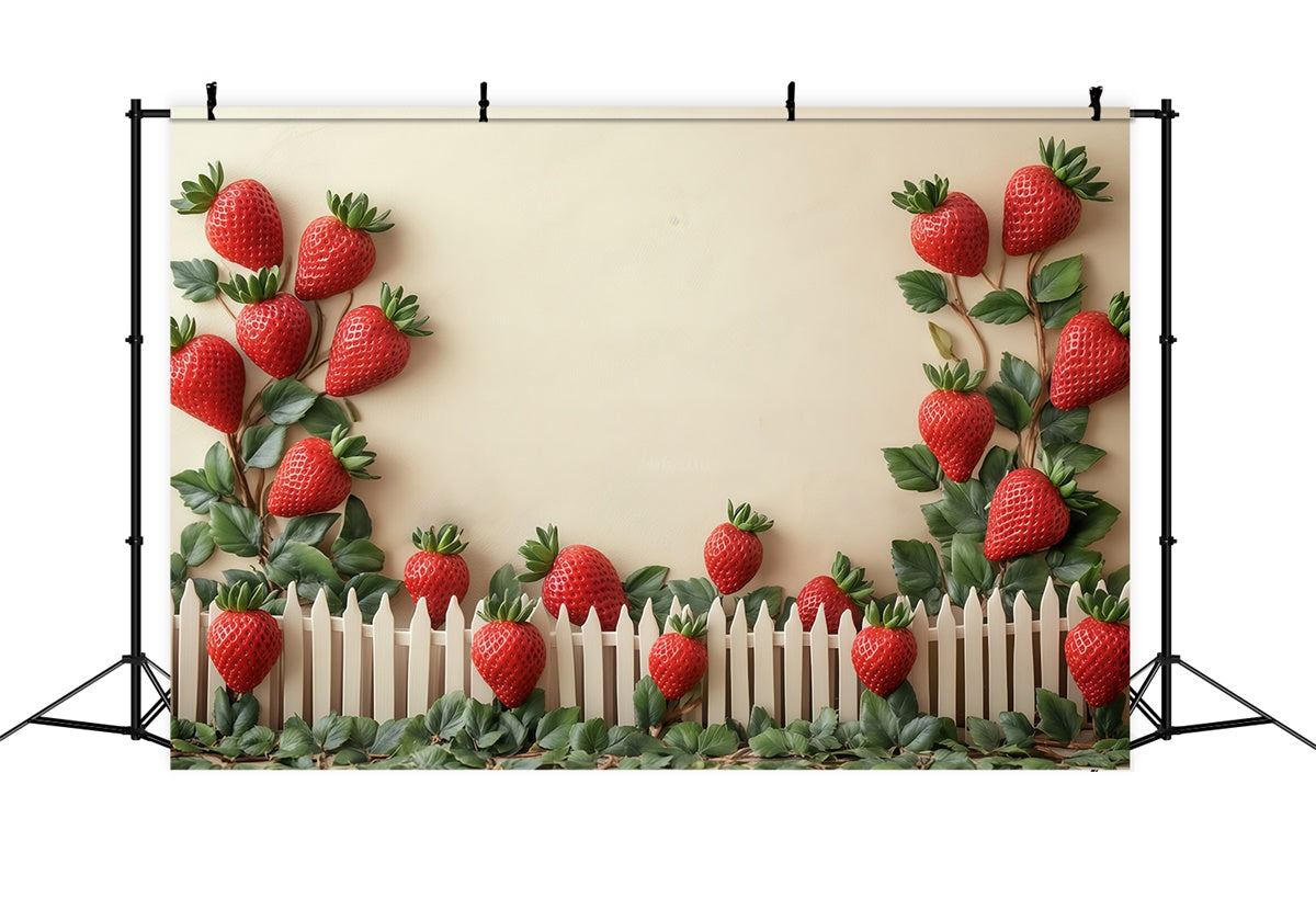 Fond studio photo enfant Champ de Fraises Clôture BRP57-260