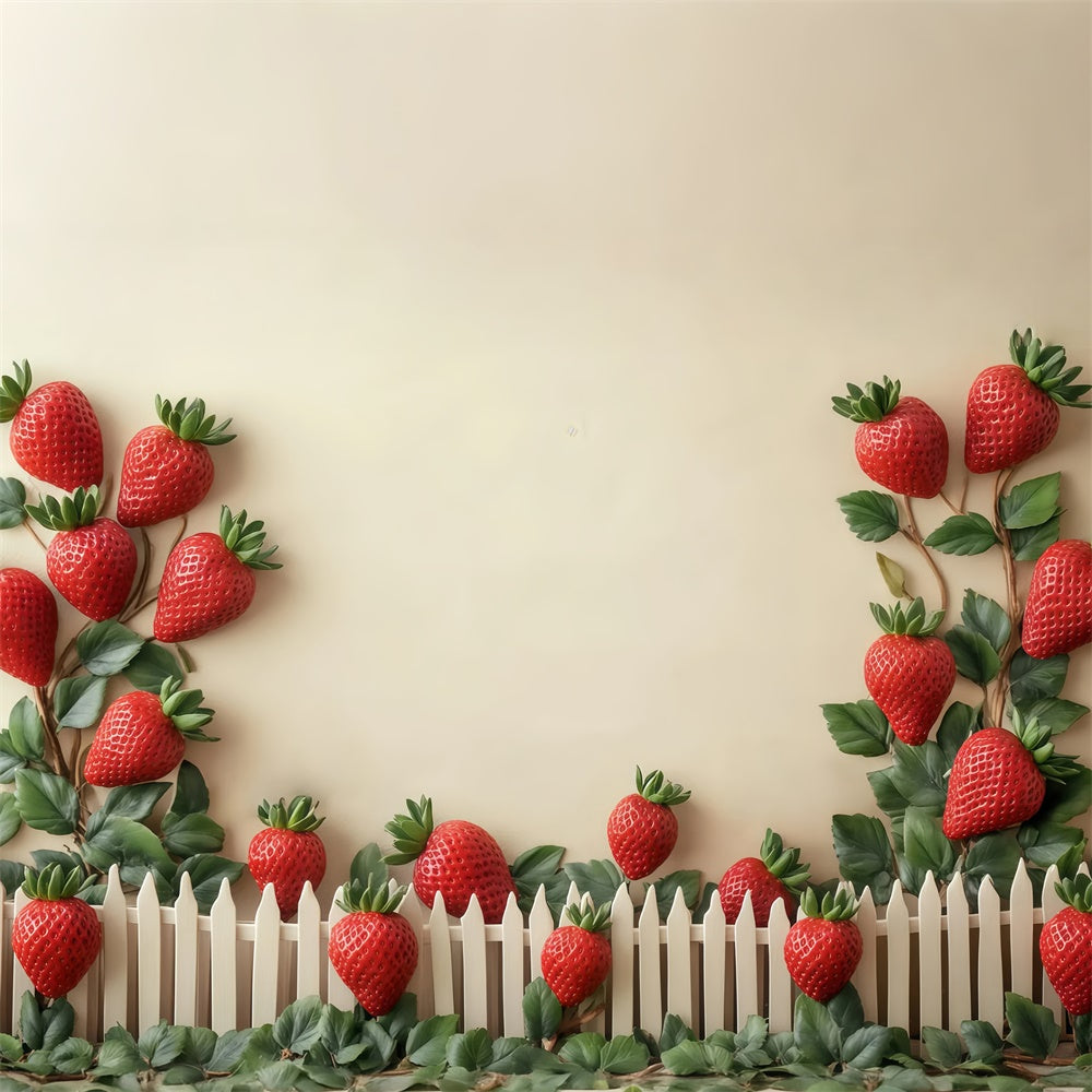 Fond studio photo enfant Champ de Fraises Clôture BRP57-260