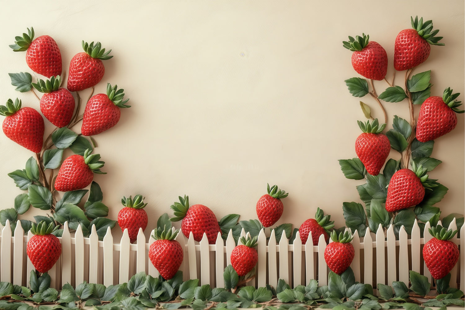 Fond studio photo enfant Champ de Fraises Clôture BRP57-260