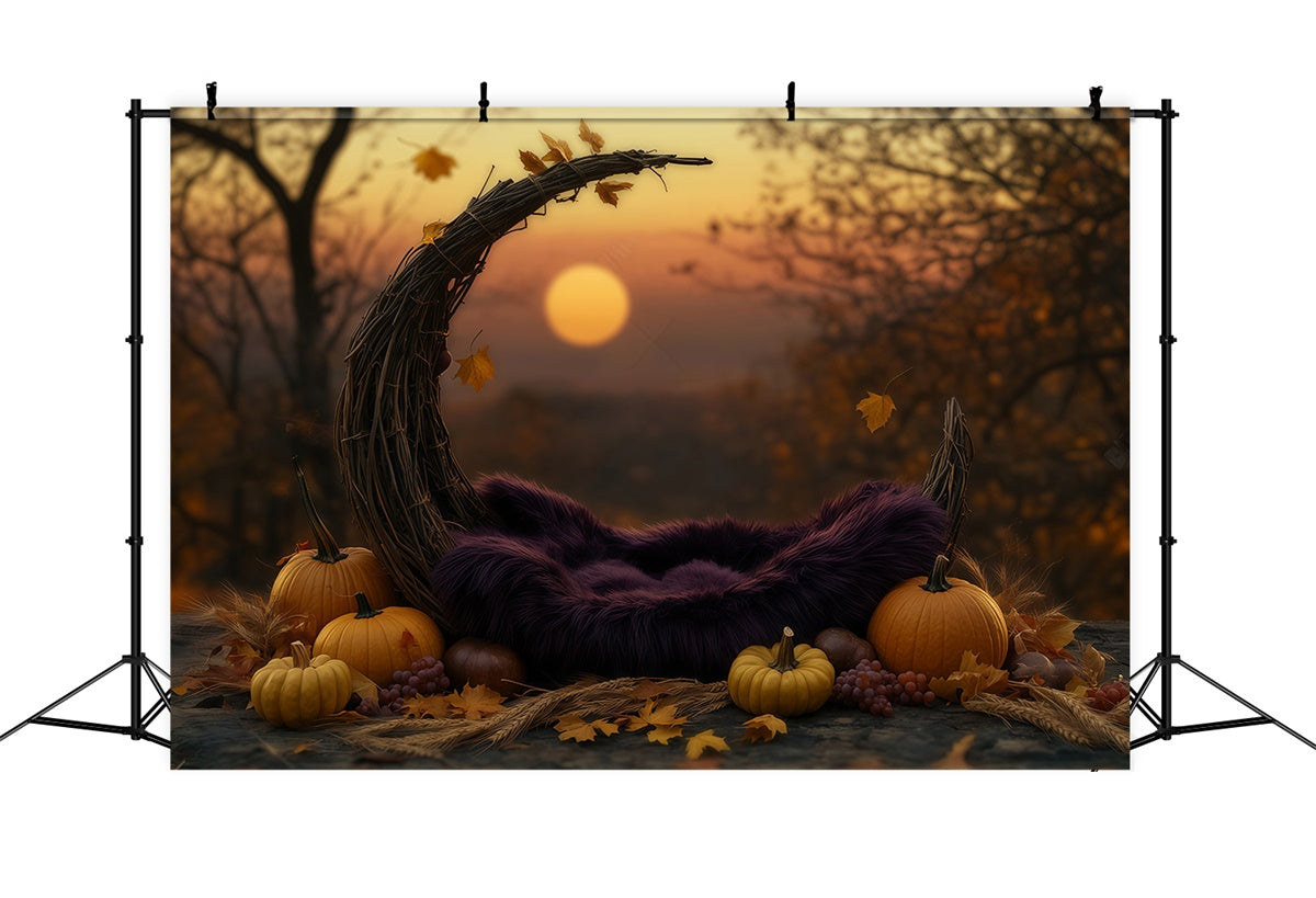 Fond studio enfant Récolte Coucher de Soleil Croissant BRP57-265