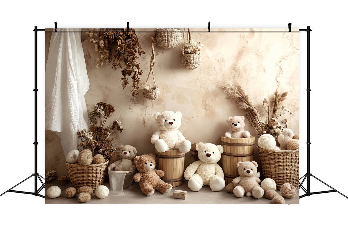 Fond studio photo bébé Nounours Fleur Fanée BRP57-271