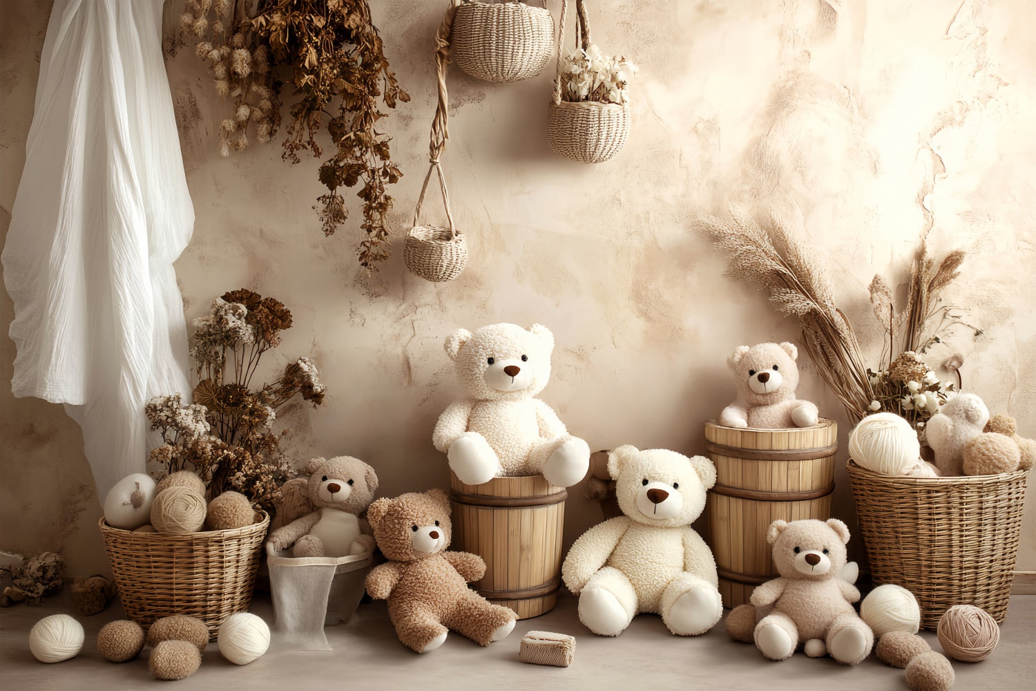 Fond studio photo bébé Nounours Fleur Fanée BRP57-271