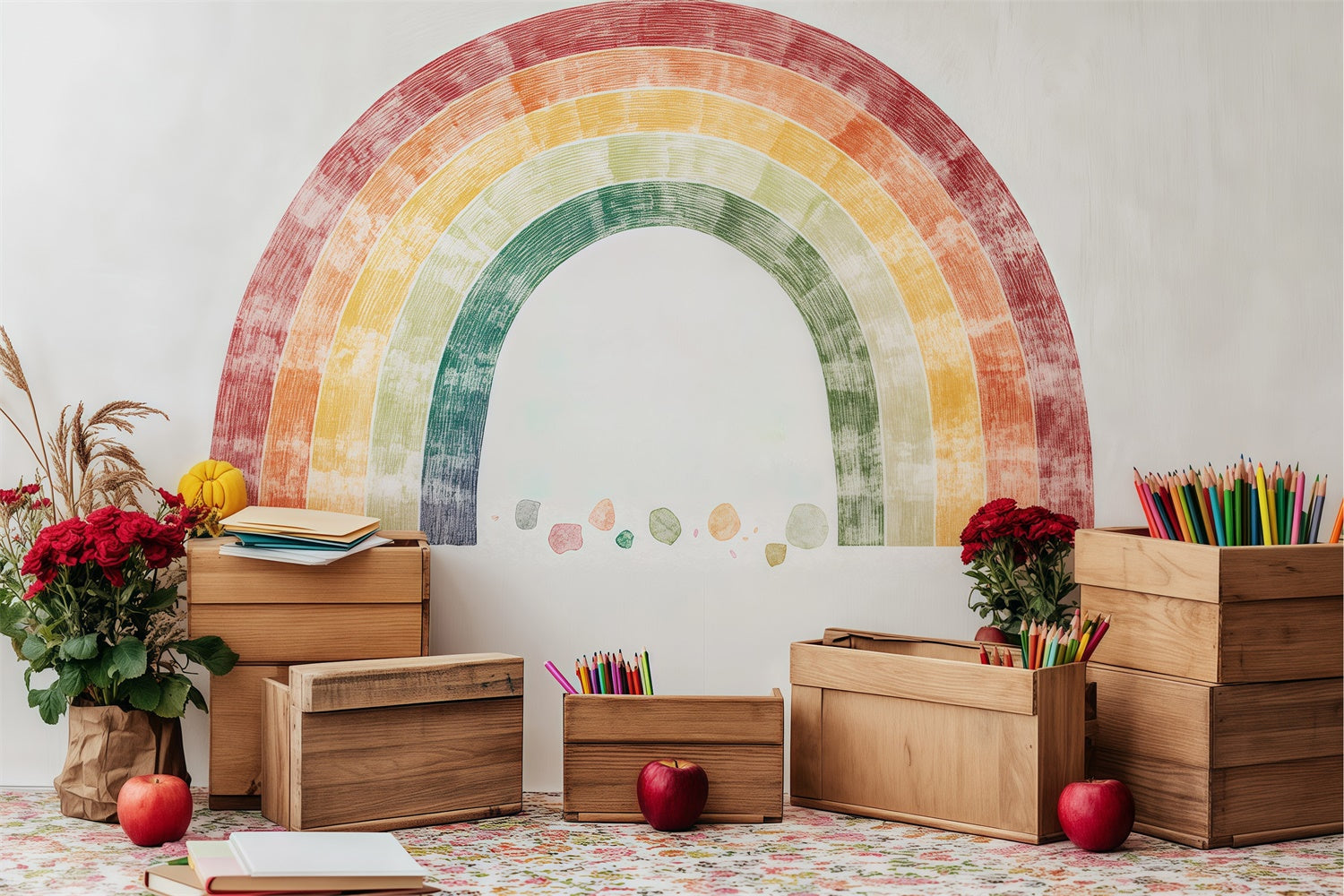 Toile de fond Rentrée des Classes Coin Créatif Arc-en-ciel BRP57-28