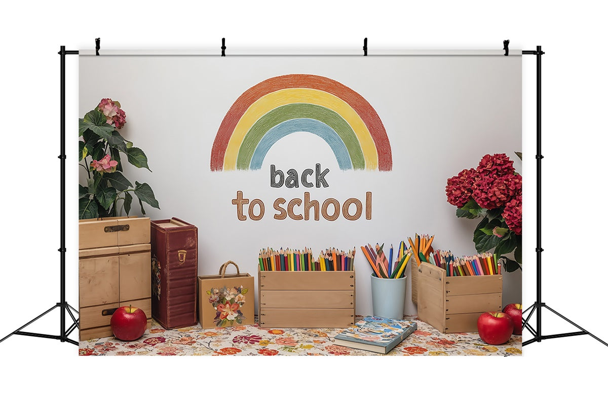 Toile de fond Photo École Bienvenue Arc-en-ciel Rustique BRP57-29