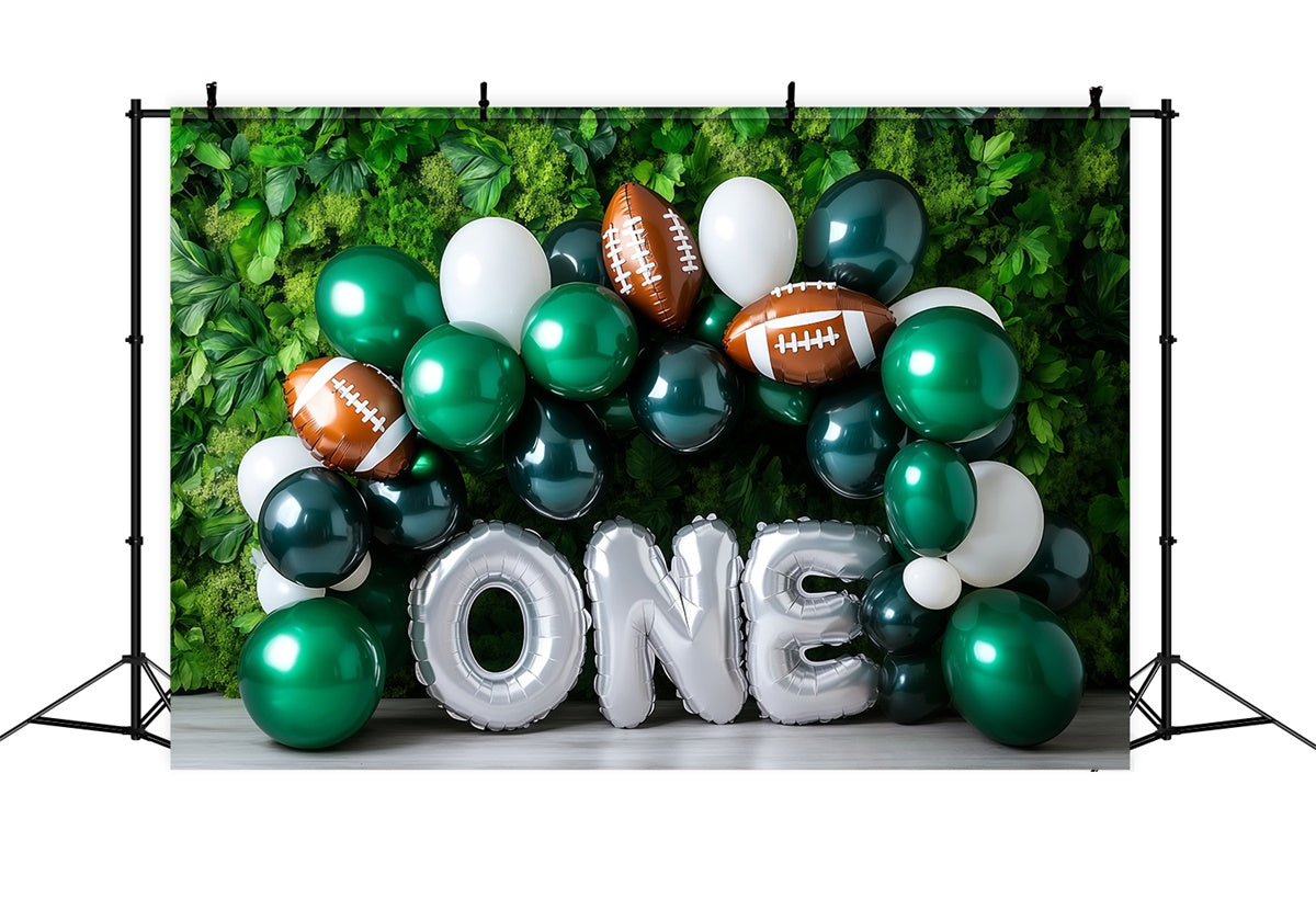 Toile de fond 1er Anniversaire Ballons Verts Sport BRP57-309