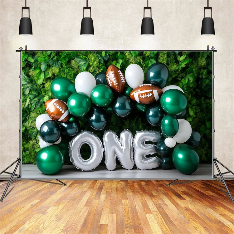 Toile de fond 1er Anniversaire Ballons Verts Sport BRP57-309