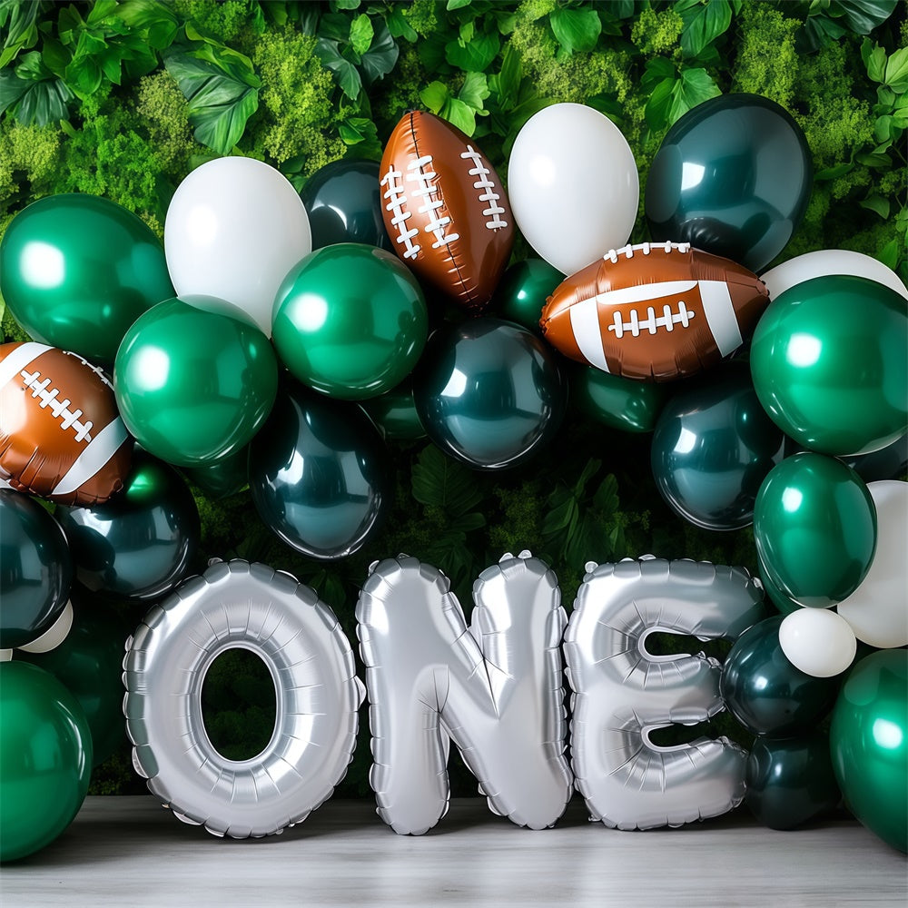 Toile de fond 1er Anniversaire Ballons Verts Sport BRP57-309