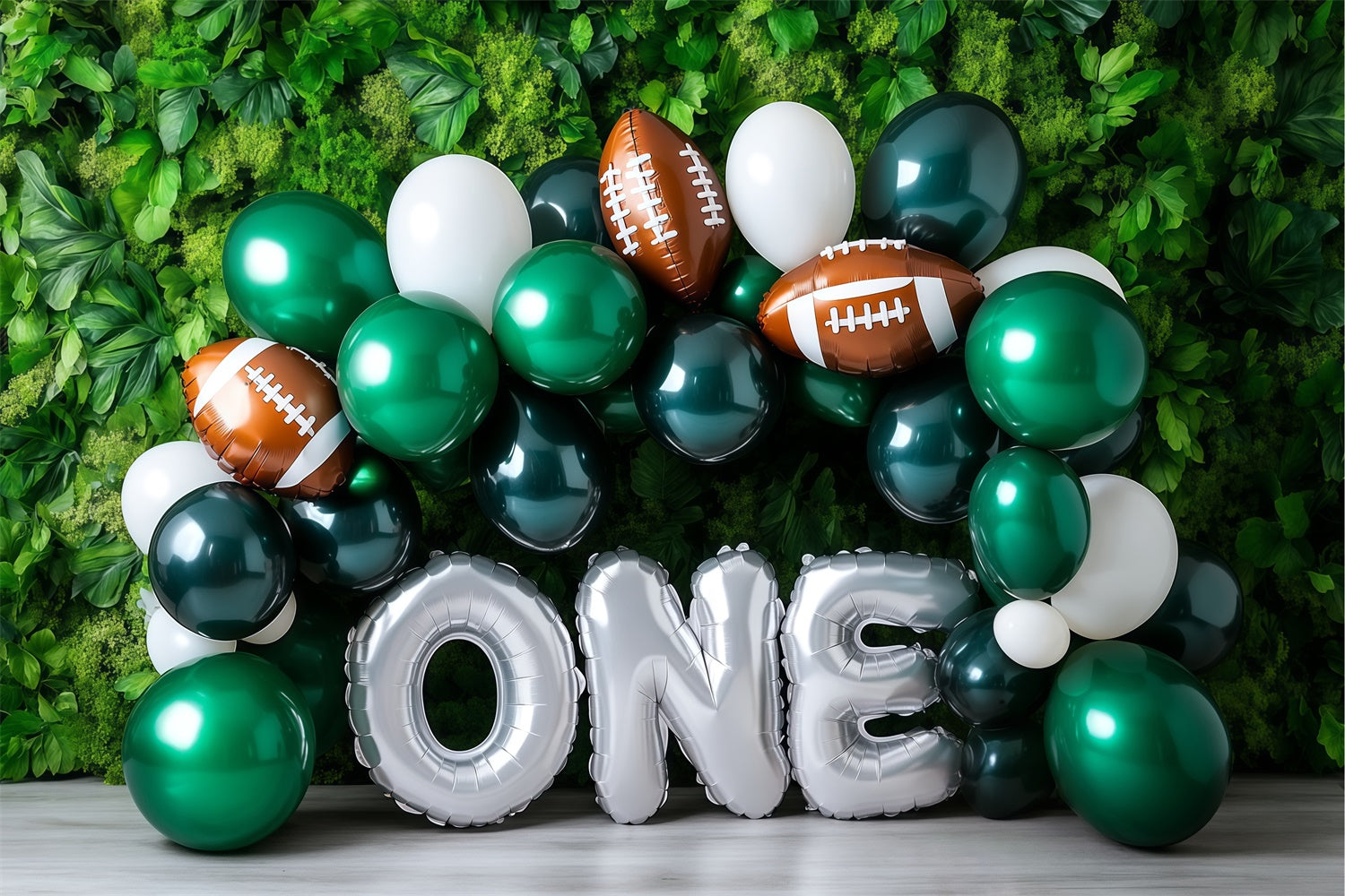 Toile de fond 1er Anniversaire Ballons Verts Sport BRP57-309