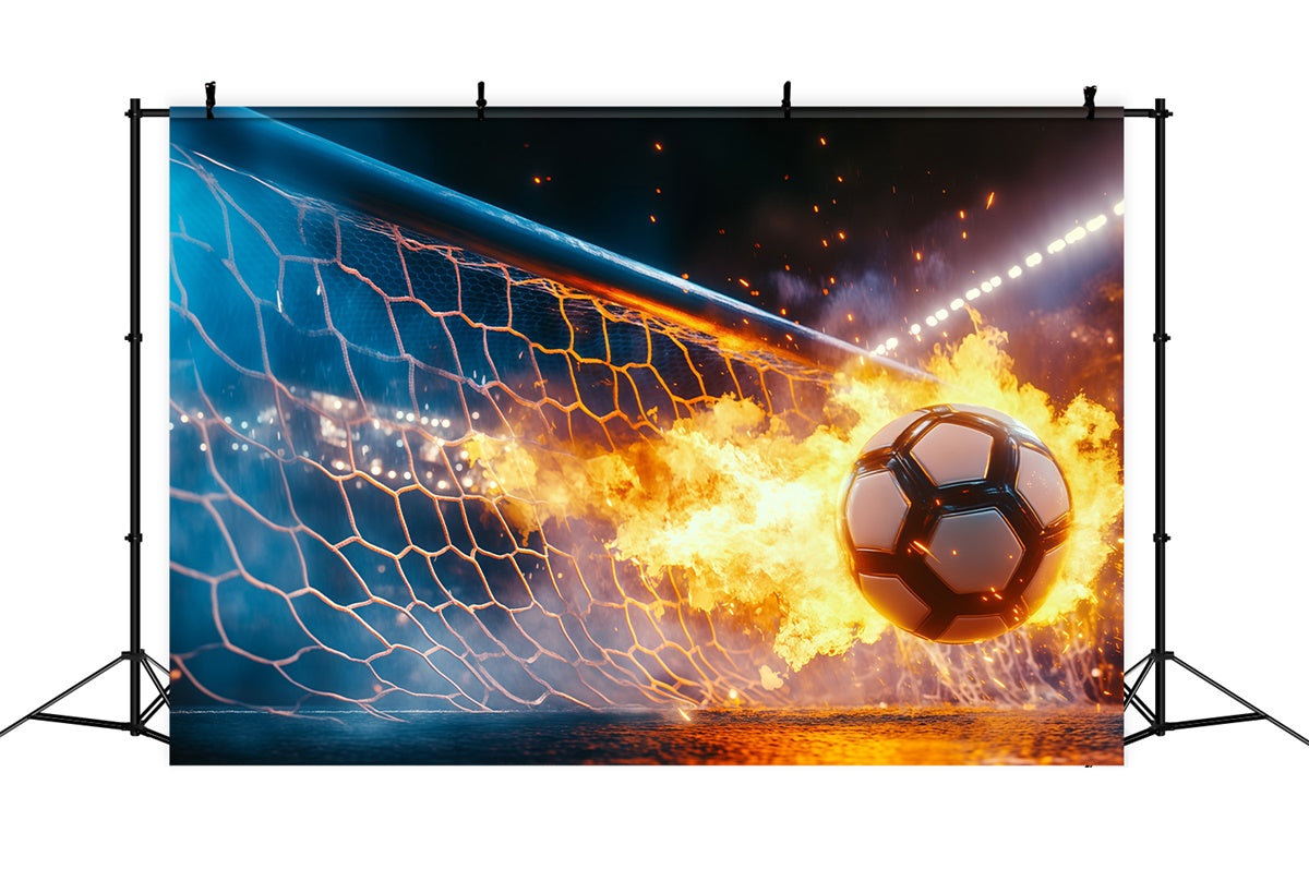 Toile de fond Photo Football Tir Flamboyant au But BRP57-316
