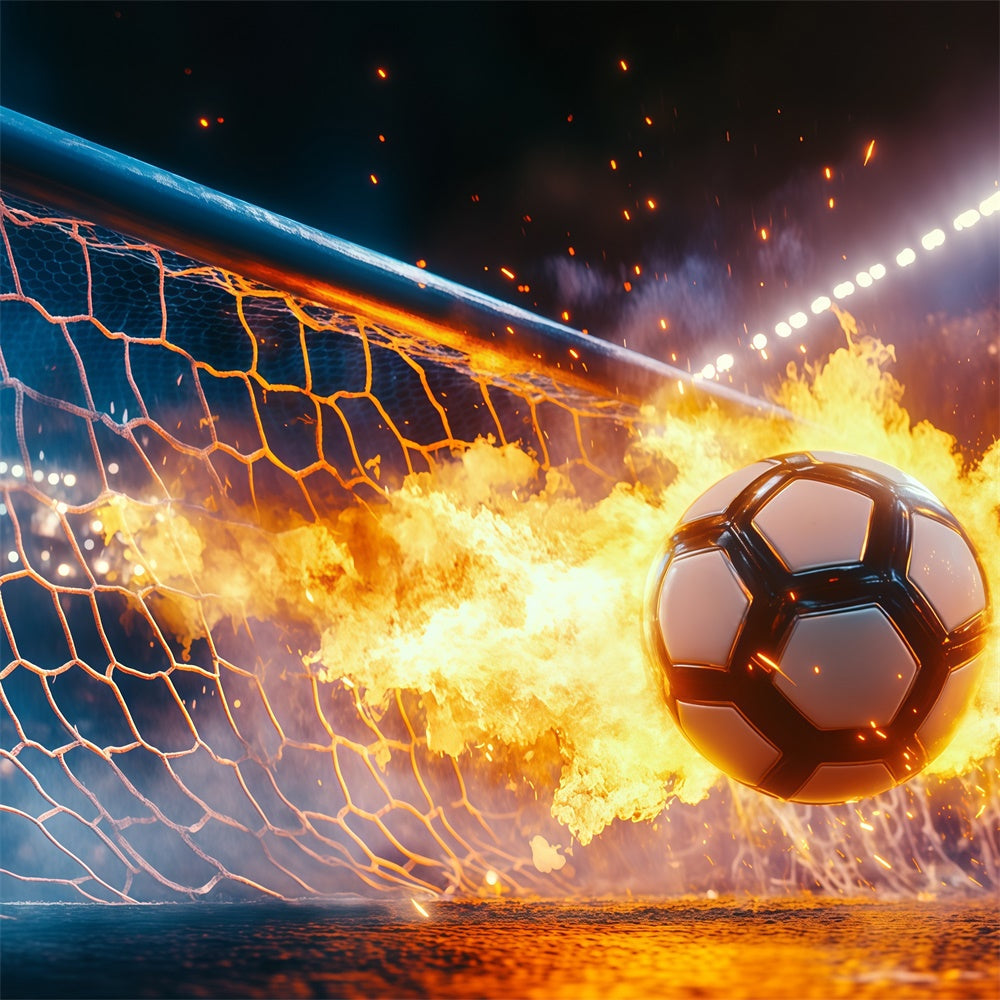 Toile de fond Photo Football Tir Flamboyant au But BRP57-316