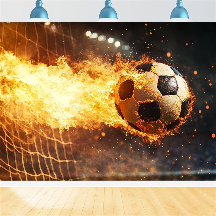 Toile de fond Football Impact du But Enflammé BRP57-318
