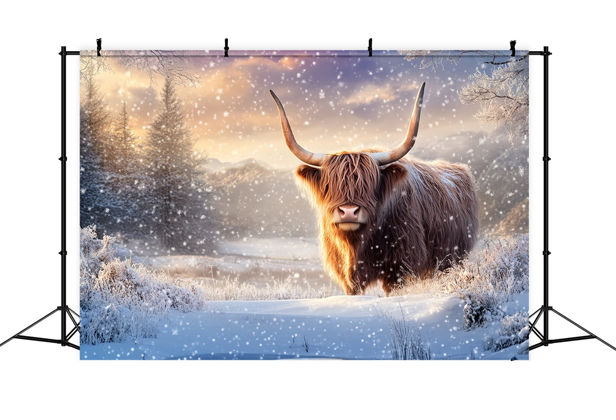 Toile de fond Paysage d'Hiver Gardien des Hautes Terres Champ de Neige BRP57-351