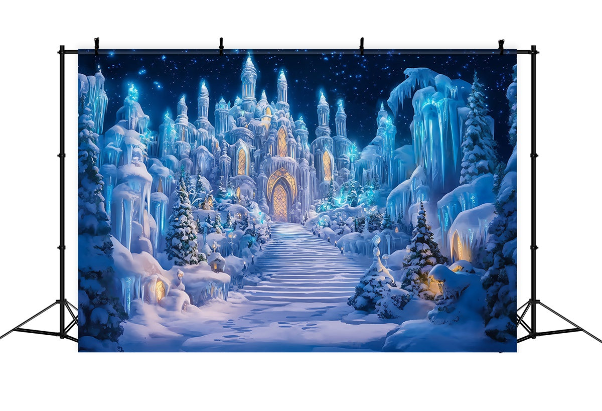 Toile de fond Château Château de Cristal Sentier Hiver BRP57-356