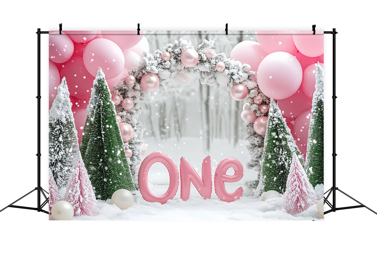 Toile de fond Hiver Neige Étincelante Premier Anniversaire BRP57-358