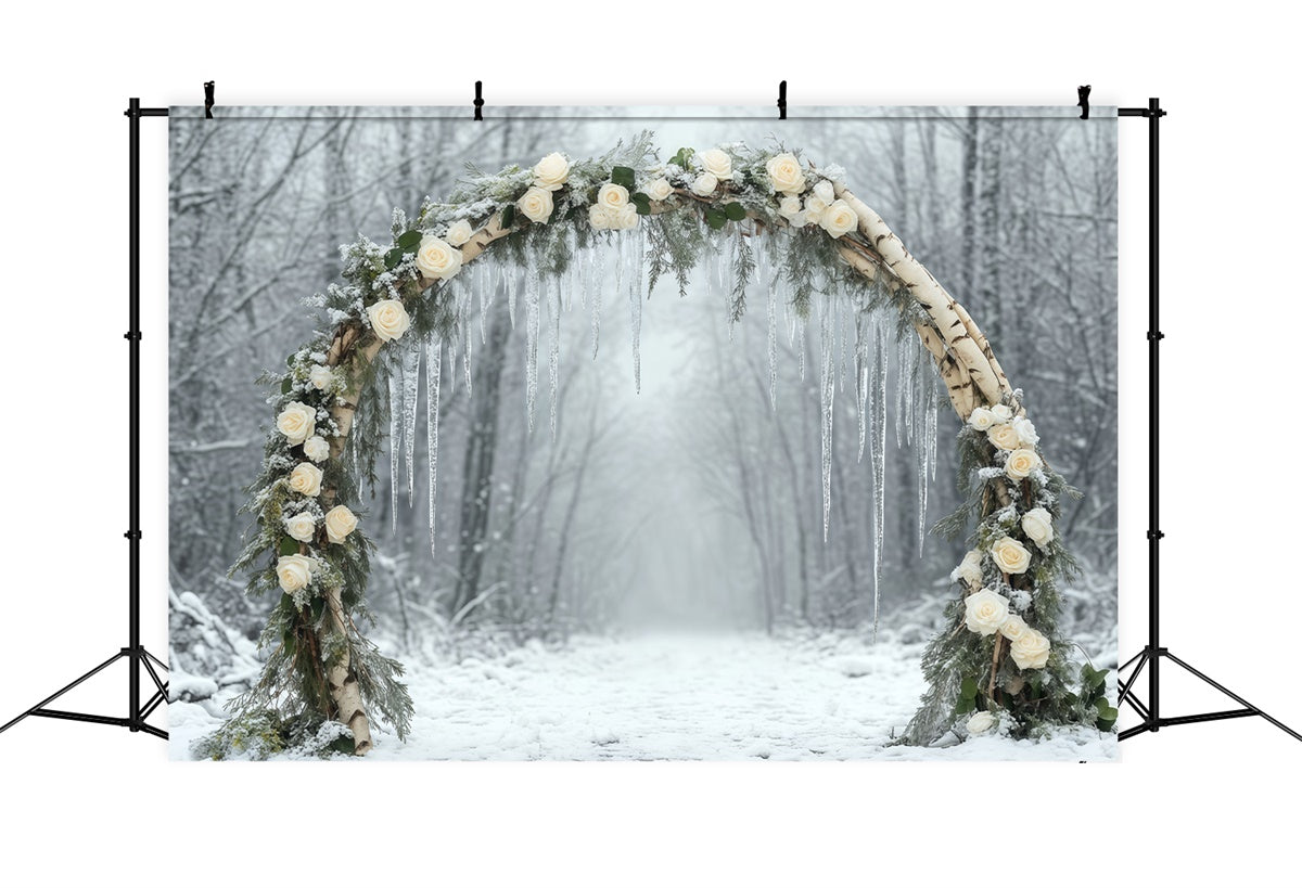 Toile de fond Hiver Forêt Sentier Fleur des Bois BRP57-364