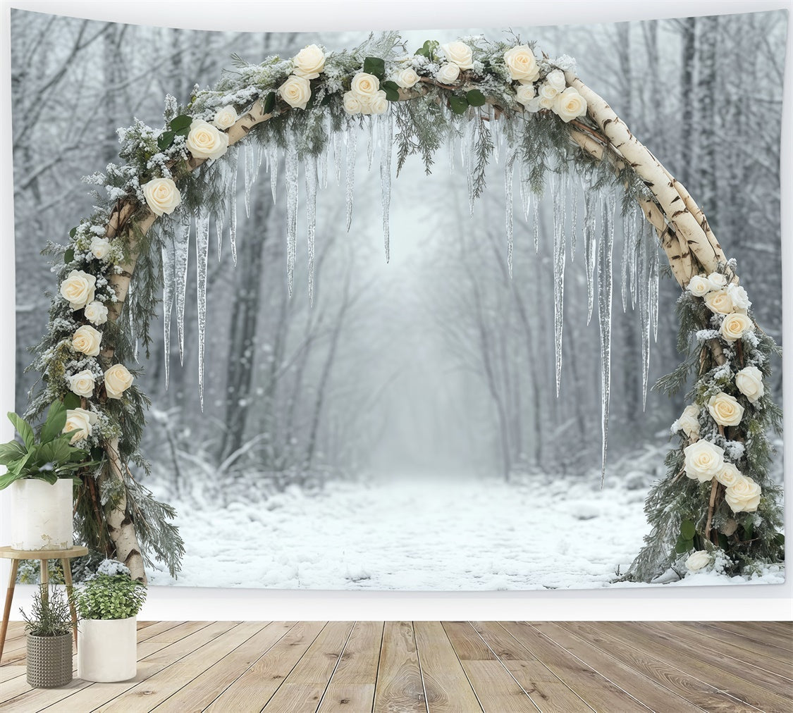 Toile de fond Hiver Forêt Sentier Fleur des Bois BRP57-364