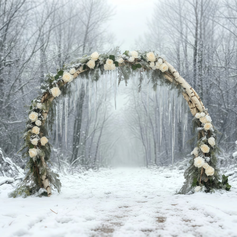 Toile de fond Hiver Forêt Sentier Fleur des Bois BRP57-364