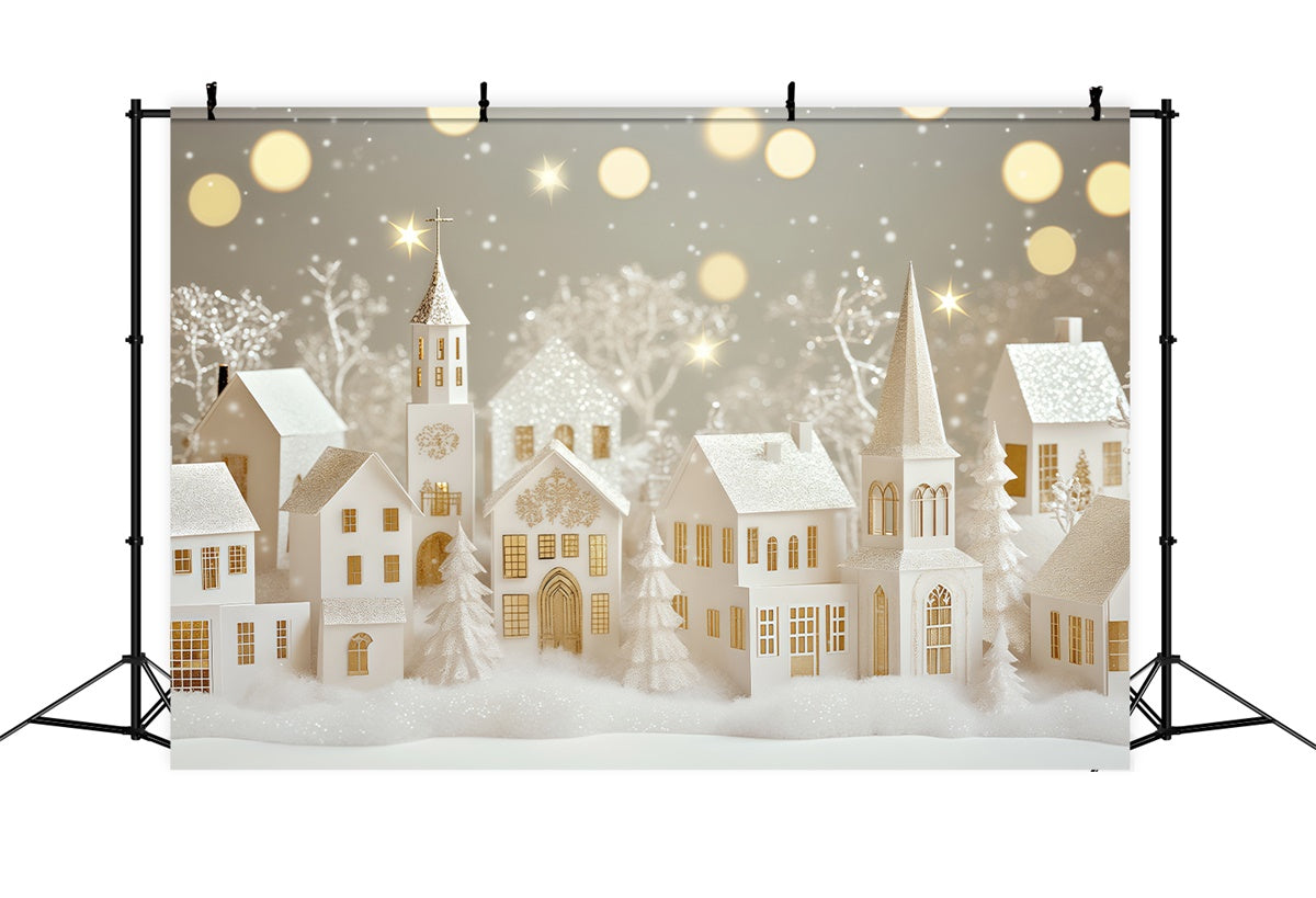 Toile de fond Hiver Scène Village de Papier Étincelant BRP57-367