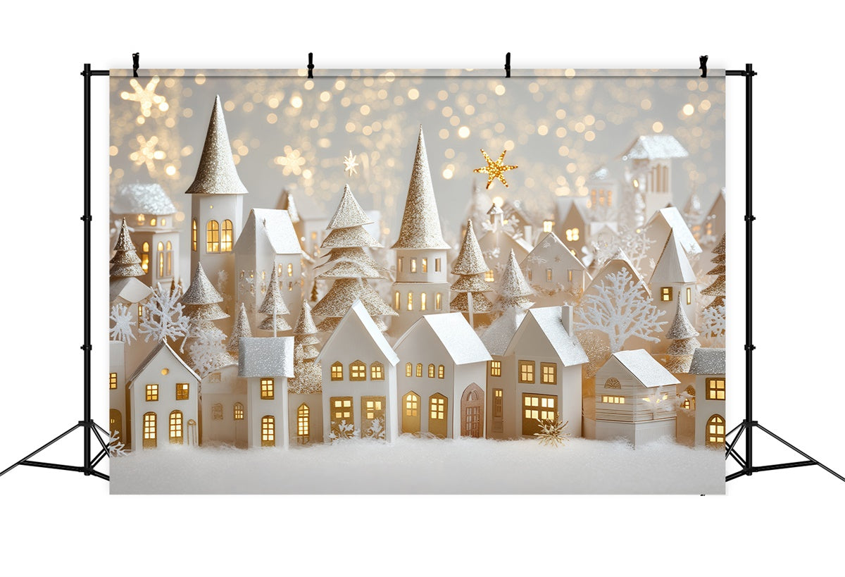 Toile de fond Photo Hiver Chalet de Fête Illuminé BRP57-368