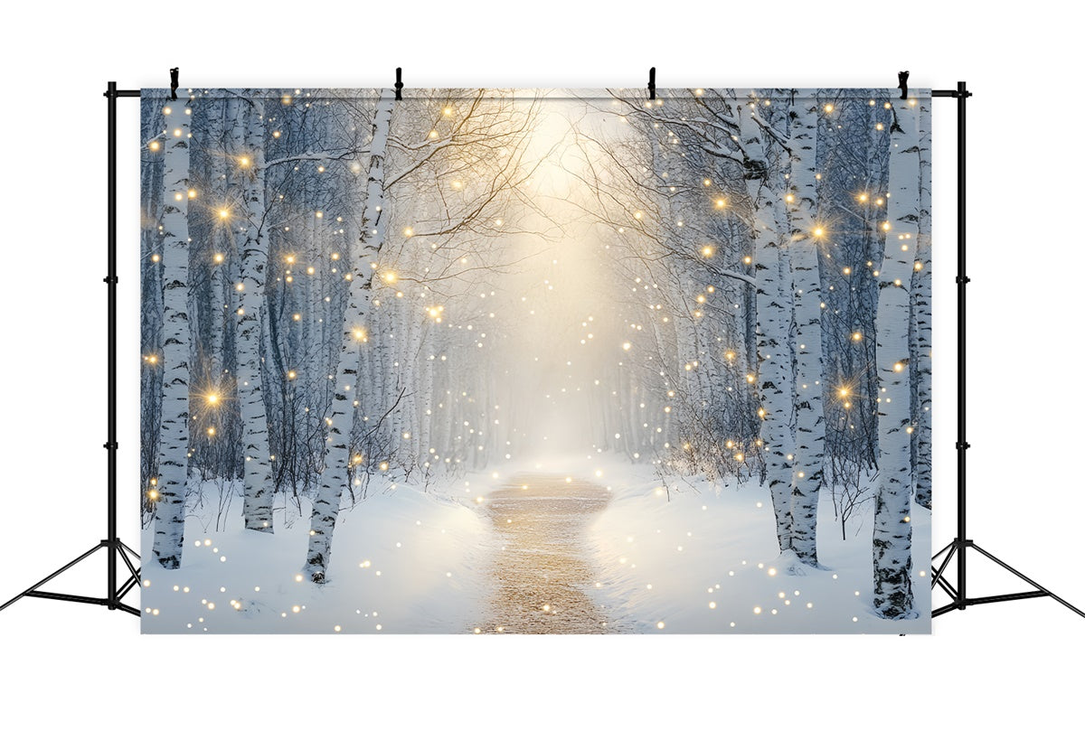 Toile de fond Hiver Forêt Sentier Étincelant BRP57-369