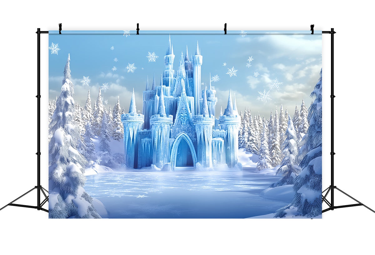 Toile de fond Photo Hiver Château Glacial Gelé BRP57-374