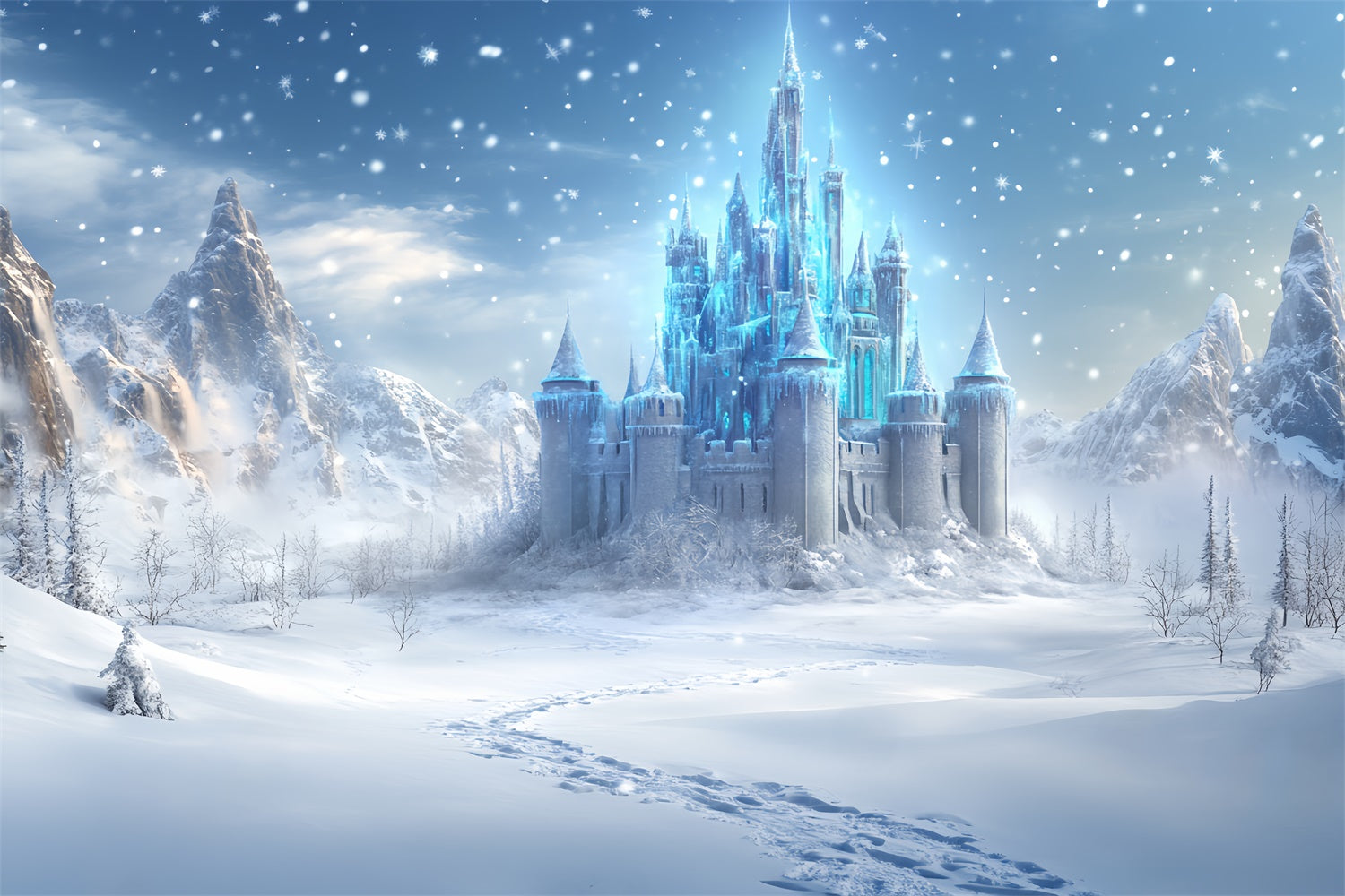 Toile de fond Hiver Château Sentier de Cristal BRP57-375