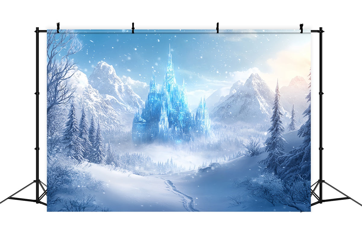 Toile de fond Hiver Château de Glace Enchanté Brumeux BRP57-376